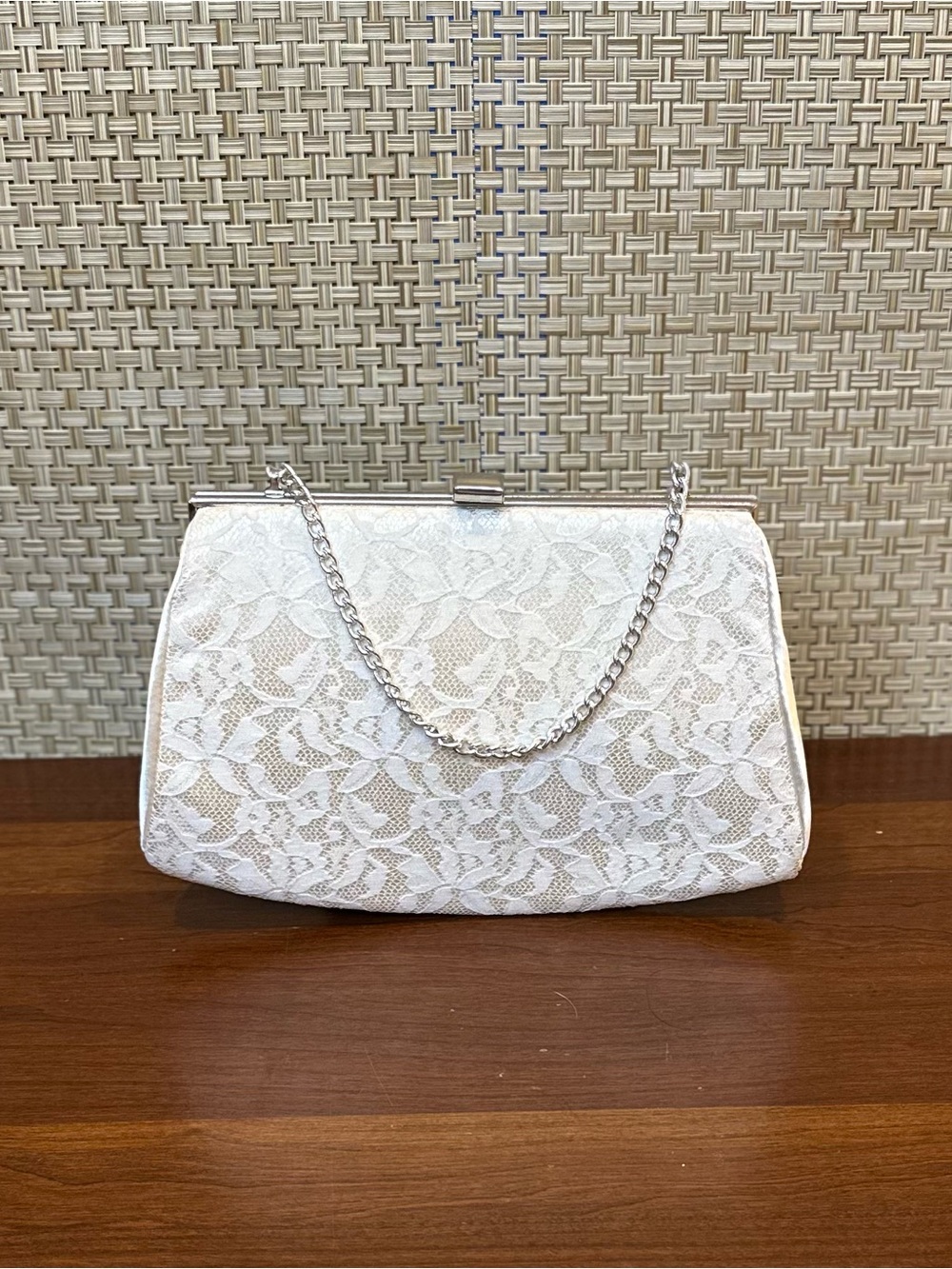 🌟HP🌟VTG 1950s-60s Mid-Century Satin & Lace Bridal Handbag